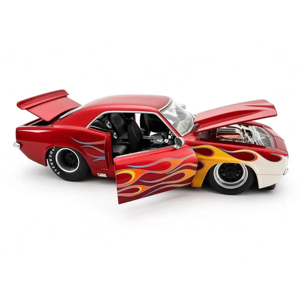 Jada Bigtime Muscle Camaro Diecast Car Red Flame Custom Hot Rod 1:24 Scale